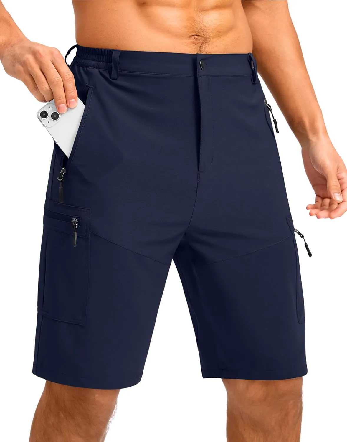 Pudolla Men's Hiking Shorts 11" Lightweight Cargo Work Shorts for Men Summer Travel Golf Casual Outdoor with 5 Pockets