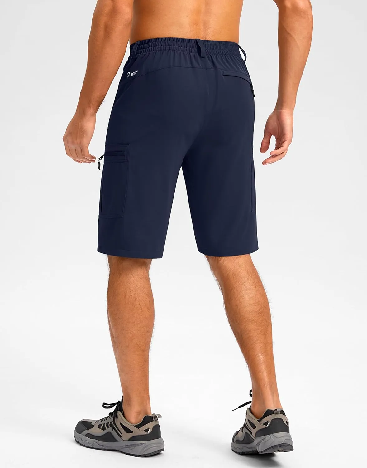 Pudolla Men's Hiking Shorts 11" Lightweight Cargo Work Shorts for Men Summer Travel Golf Casual Outdoor with 5 Pockets