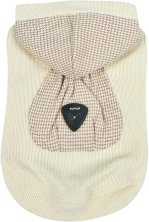 Puppia Xander Dog Shirt Hooded Trendy Fashionable Cute Dog Apparel for Small and Medium Dogs, Beige, Medium