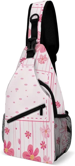 Purple Love Pattern Sling Bag Lightweight Crossbody Chest Pack Travel Shoulder Bag with Adjustable Strap