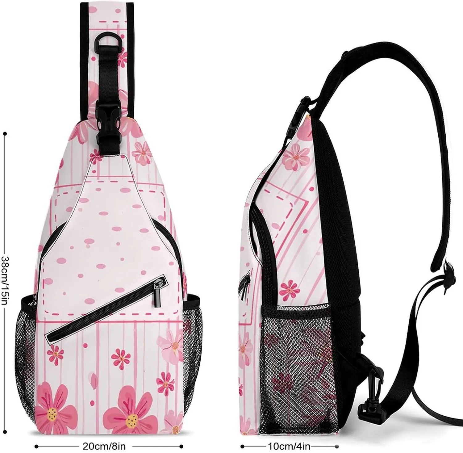 Purple Love Pattern Sling Bag Lightweight Crossbody Chest Pack Travel Shoulder Bag with Adjustable Strap