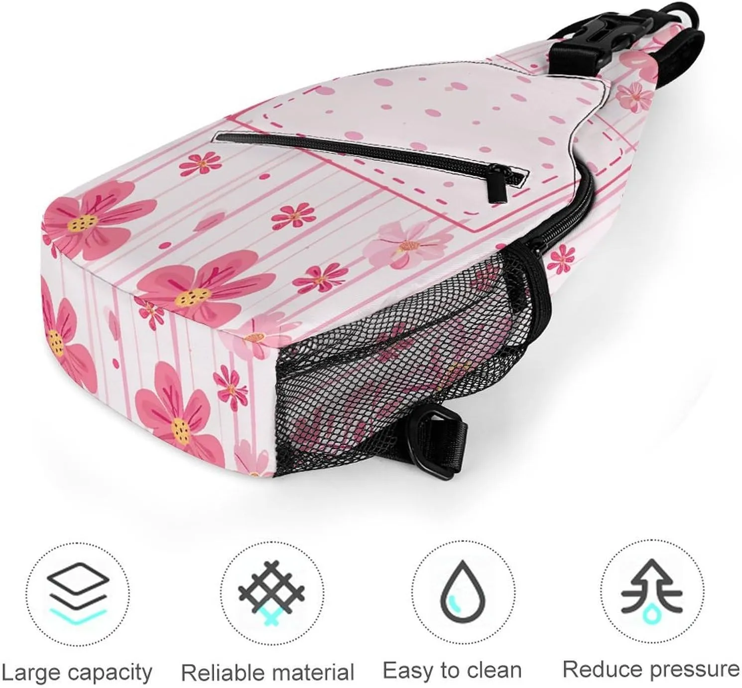 Purple Love Pattern Sling Bag Lightweight Crossbody Chest Pack Travel Shoulder Bag with Adjustable Strap