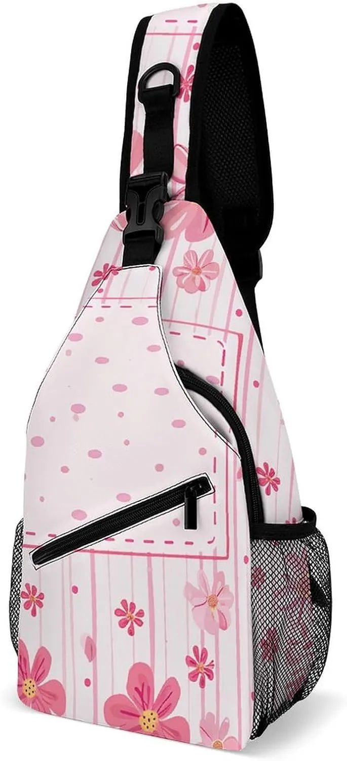 Purple Love Pattern Sling Bag Lightweight Crossbody Chest Pack Travel Shoulder Bag with Adjustable Strap