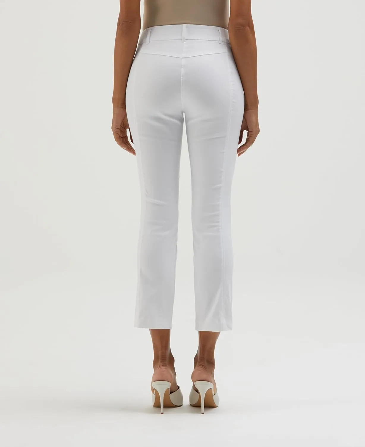 Rafaella Women's 27" Satin Luxe Crop Pants, Stretch Fabric, Elastic Waist Panels, Straight Leg Classic Fit Capris