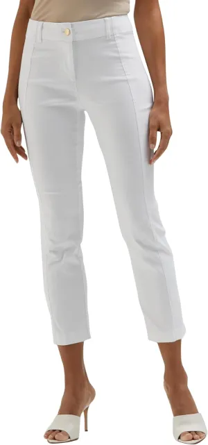 Rafaella Women's 27" Satin Luxe Crop Pants, Stretch Fabric, Elastic Waist Panels, Straight Leg Classic Fit Capris