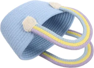 Rainbow Thread Handbag Handwoven Beach Tote for Summer Holidays Stylish Party Shopping Bag for Daily Use and Leisure Activities