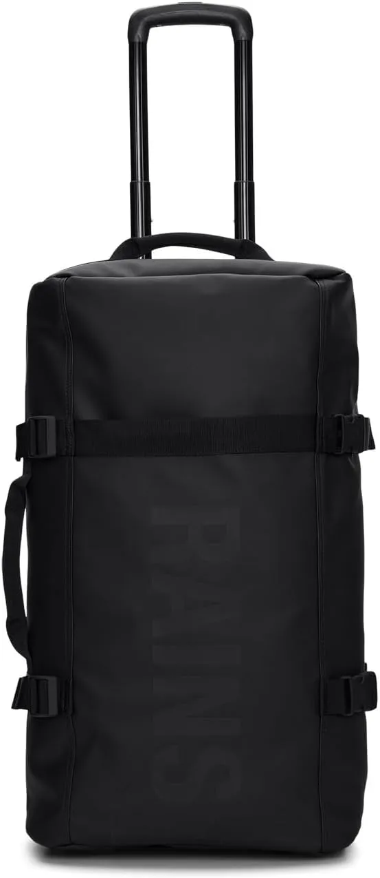 RAINS Texel Travel Bag, Waterproof Duffel Bag with Telescopic Handle and 2 Wheels, 2 Year Warranty - Ideal Travel Companion (Black, Check In)