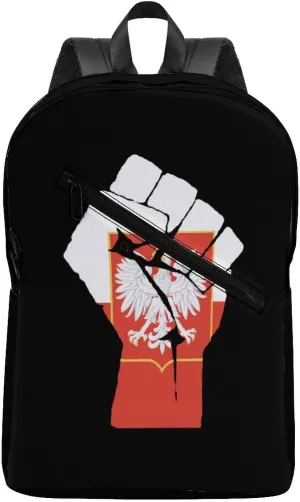 Raised Fist Poland Eagle Flag Fashion Camping Backpack for Men Travel Backpack Casual Shoulder Bag for Work Shopping University