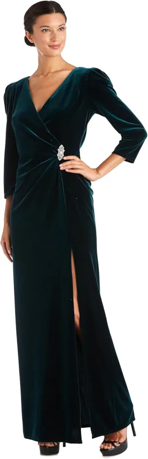 R&M Richards Women's Long Velvet Dress