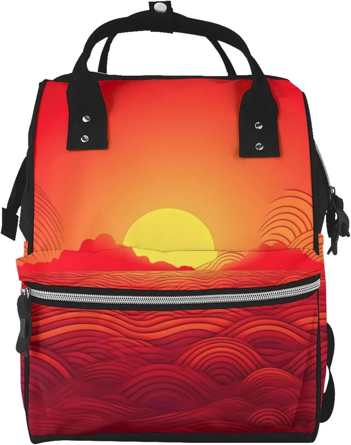 Red Sunrise Diaper Bag Essentials Travel Tote Nappy Backpack Large Capacity Mummy Backpack Multifunction Waterproof Teacher Nurse Bag 15.7 inch Work laptop Bags
