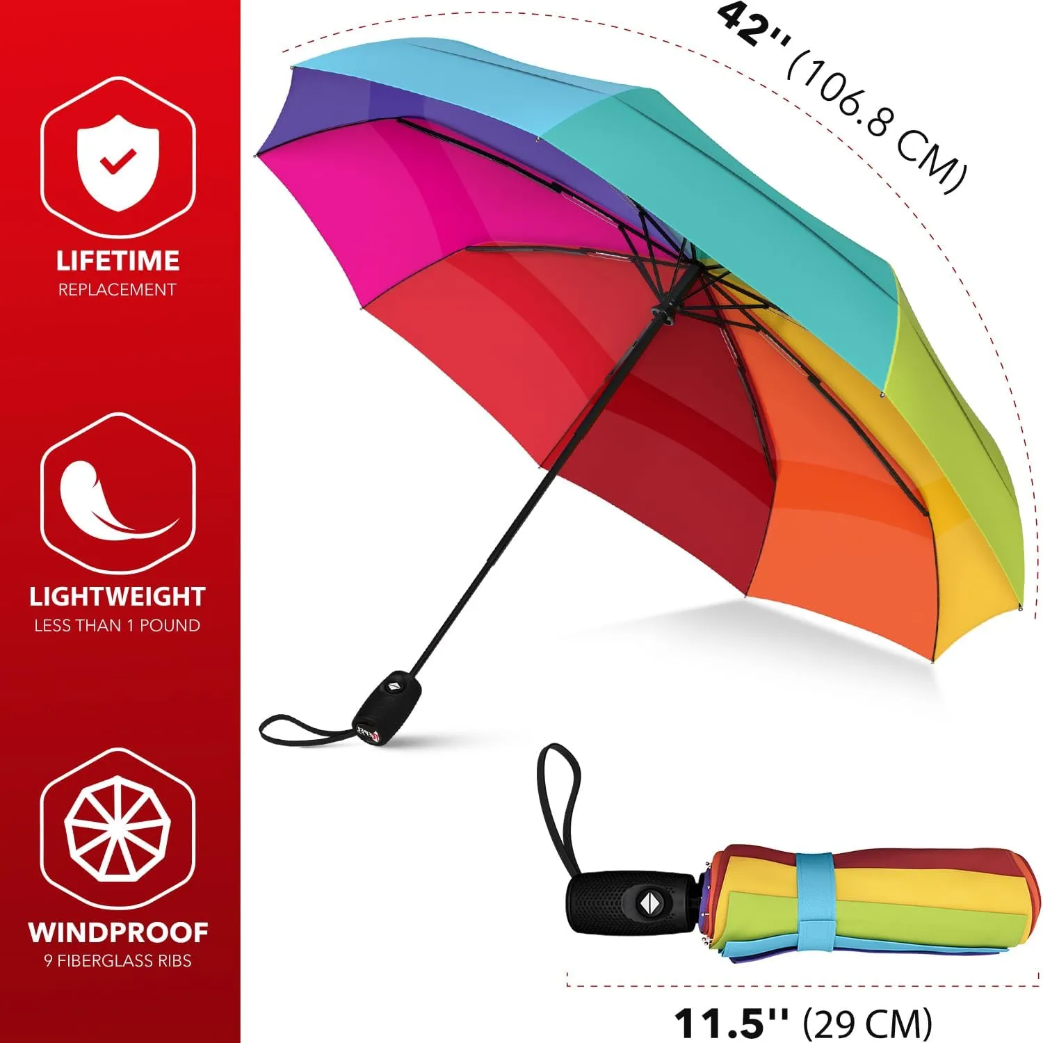 Repel Umbrella Windproof Travel Umbrellas for Rain - Easy Auto Open Close, Durable & Compact Umbrella, Strong Fiberglass Frame, Waterproof Canopy - Backpack, Purse, Portable Umbrella for Travel