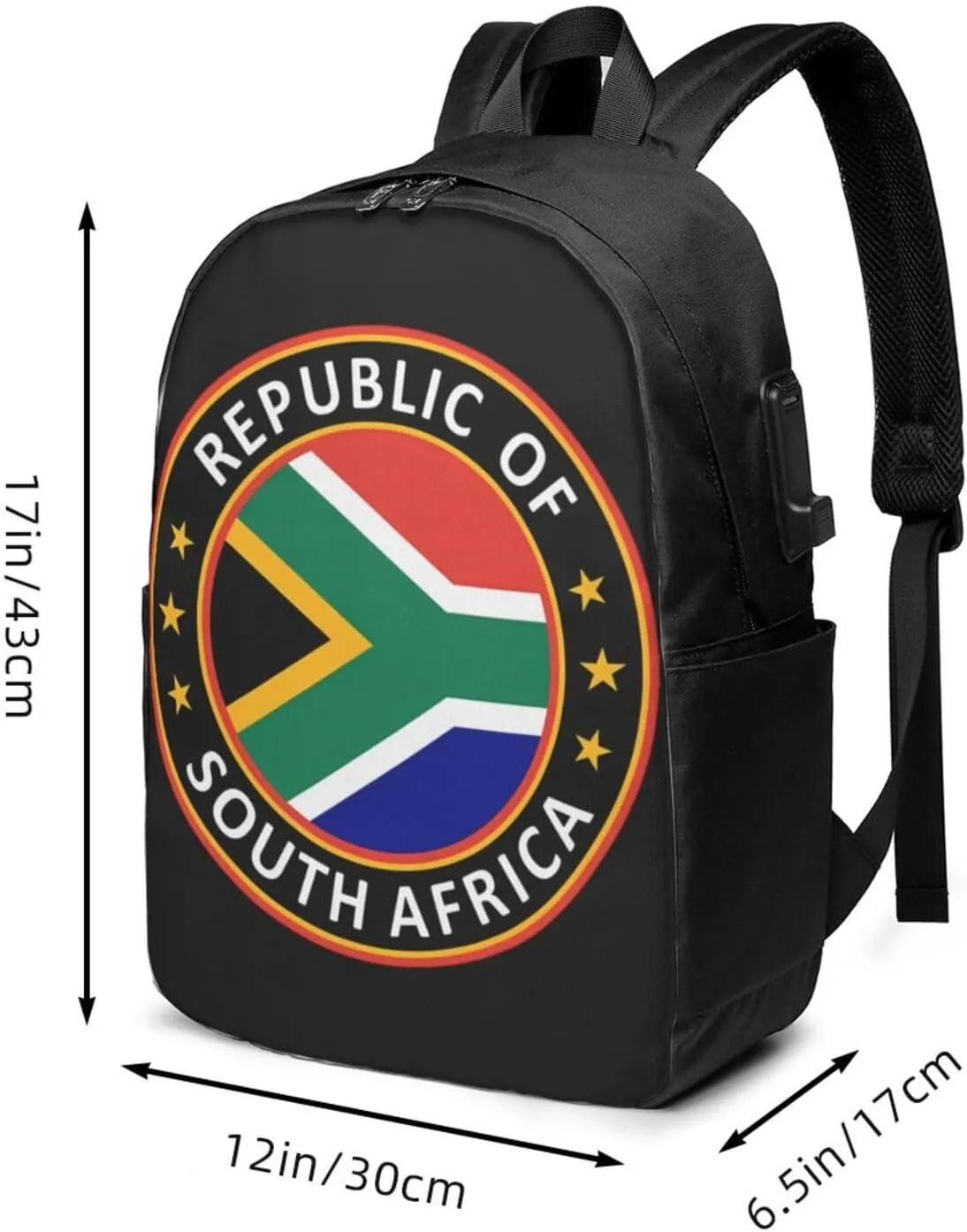 Republic of South Africa Laptop Backpacks Travel Backpack Casual Business Daypack Sport Rucksack Computer Bag Fits up to 17 Inch Notebook with USB Port