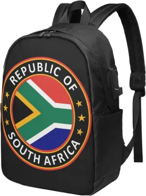 Republic of South Africa Laptop Backpacks Travel Backpack Casual Business Daypack Sport Rucksack Computer Bag Fits up to 17 Inch Notebook with USB Port