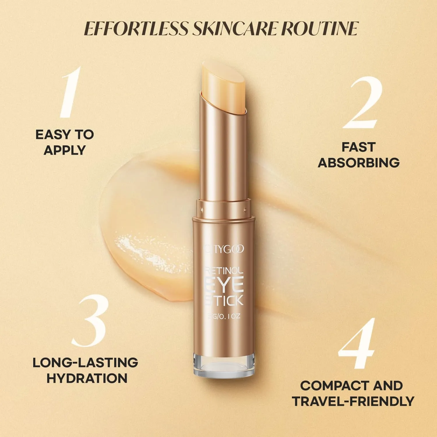 Retinol Eye Stick with Collagen, Hyaluronic Acid for Dark Circle, Wrinkles in 3-4 Weeks, under Eye Cream anti Aging, for Puffiness and Bags Reduces Fine Lines