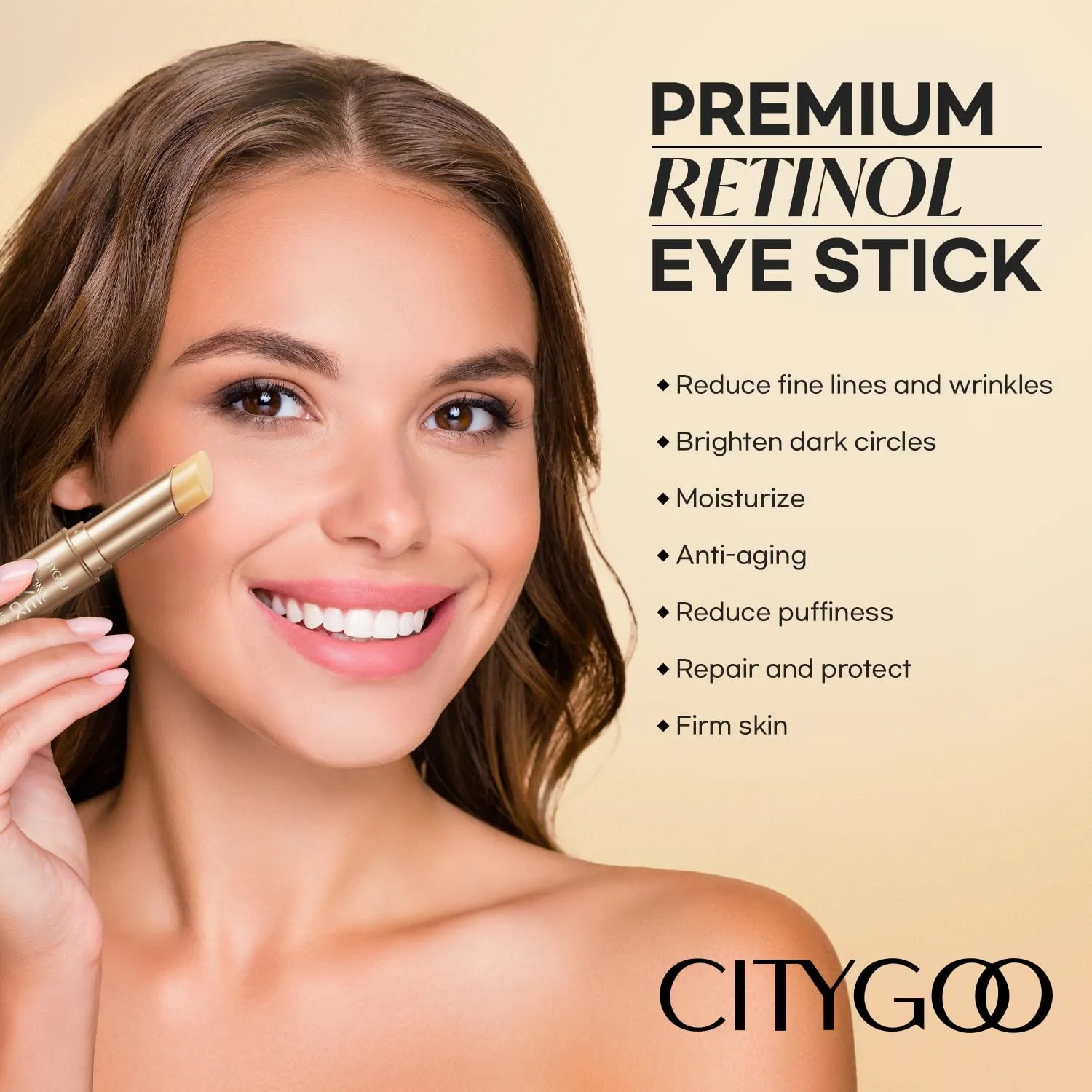 Retinol Eye Stick with Collagen, Hyaluronic Acid for Dark Circle, Wrinkles in 3-4 Weeks, under Eye Cream anti Aging, for Puffiness and Bags Reduces Fine Lines