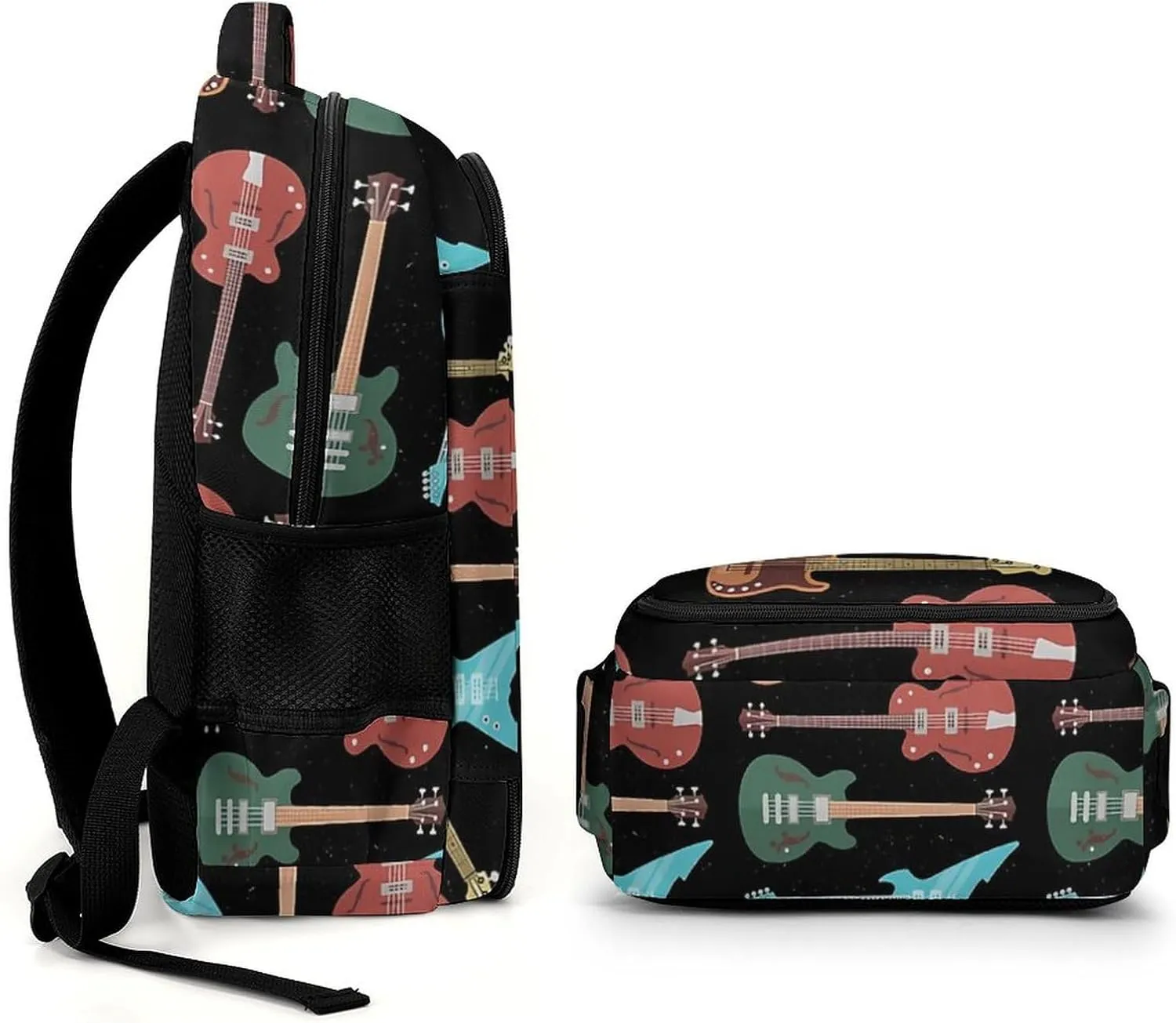Retro Bass Guitar Large Capacity, Lightweight, And Stylish Pocket Double Backpack