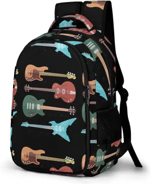 Retro Bass Guitar Large Capacity, Lightweight, And Stylish Pocket Double Backpack