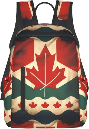 Retro Canada Flag Lightweight Backpack Travel Shoulder Bag with Stylish Print, Leisure Day Trips Shopping Backpack