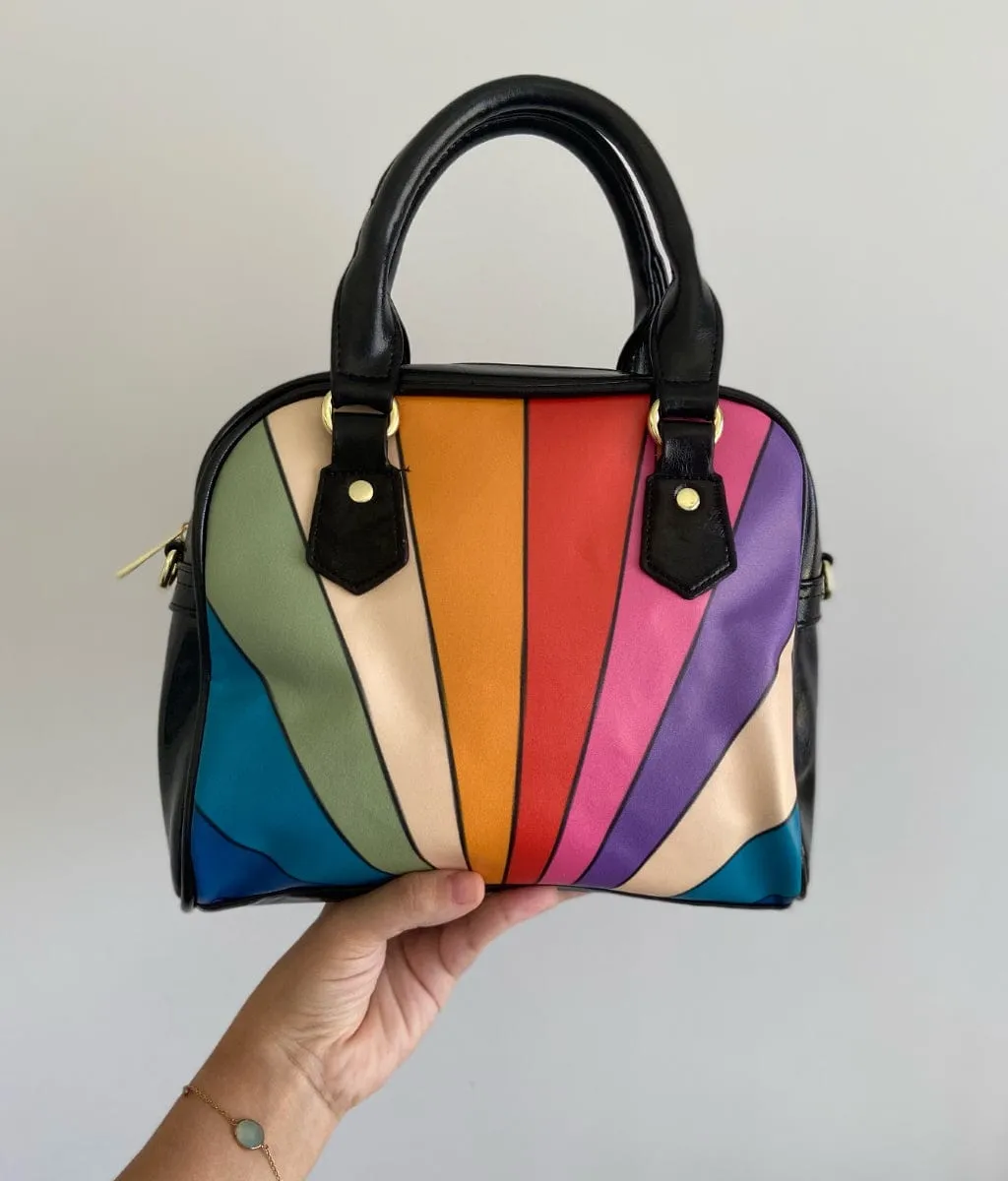 Retro Sun Rays | Leather Shoulder Bag