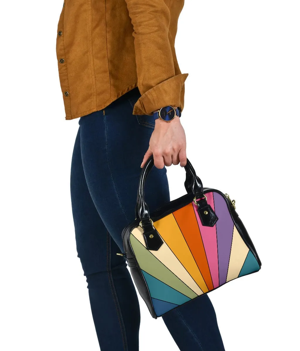 Retro Sun Rays | Leather Shoulder Bag