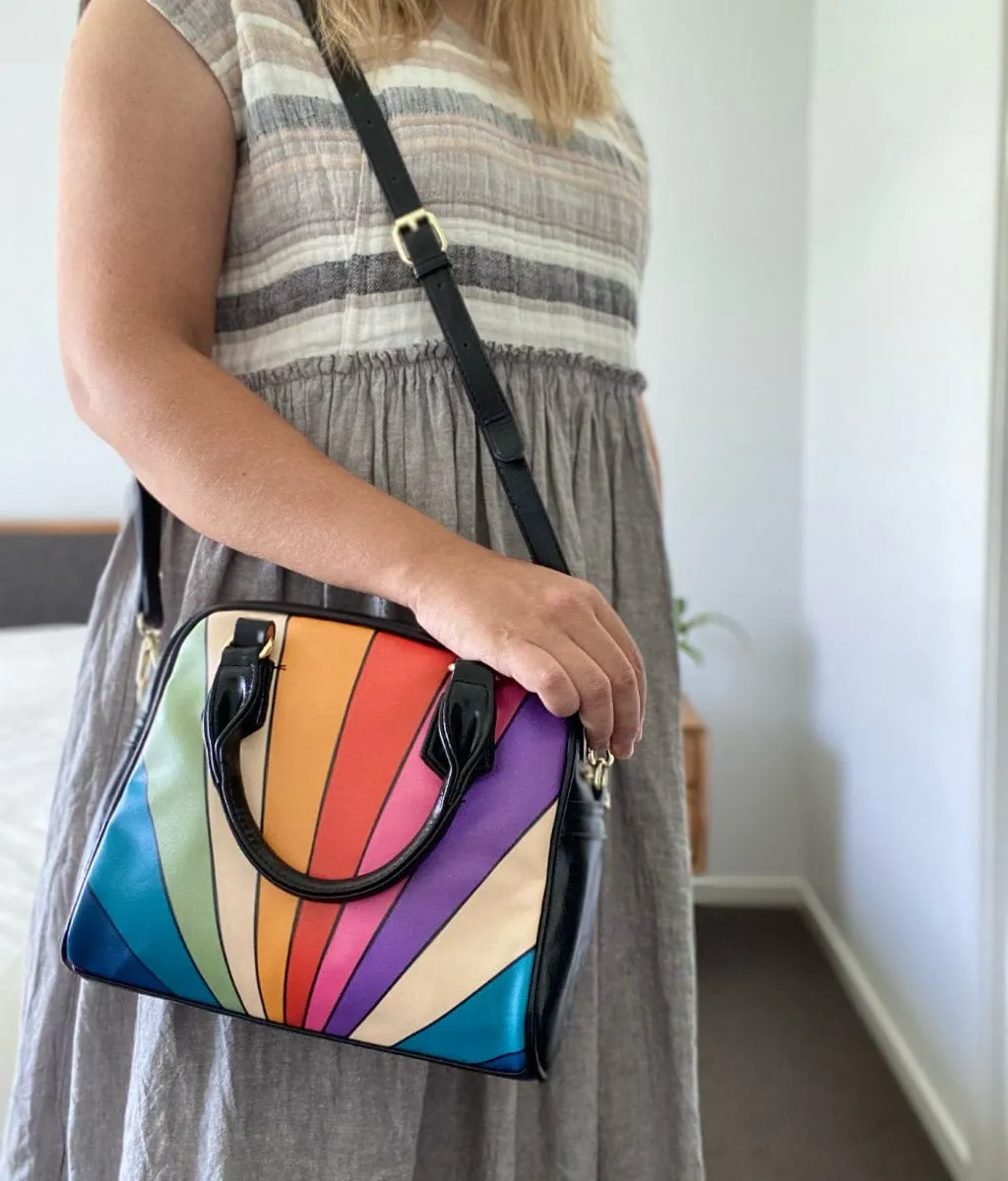 Retro Sun Rays | Leather Shoulder Bag