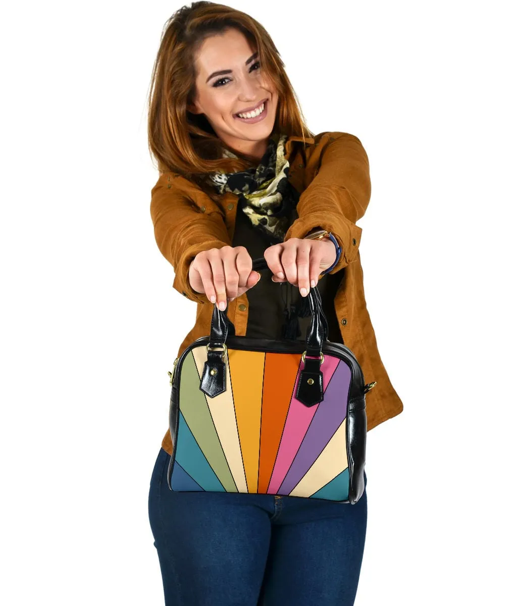 Retro Sun Rays | Leather Shoulder Bag