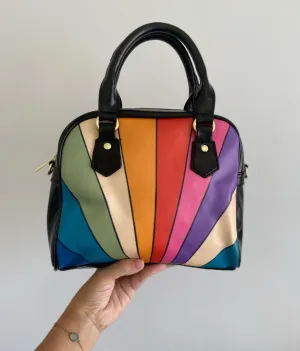 Retro Sun Rays | Leather Shoulder Bag