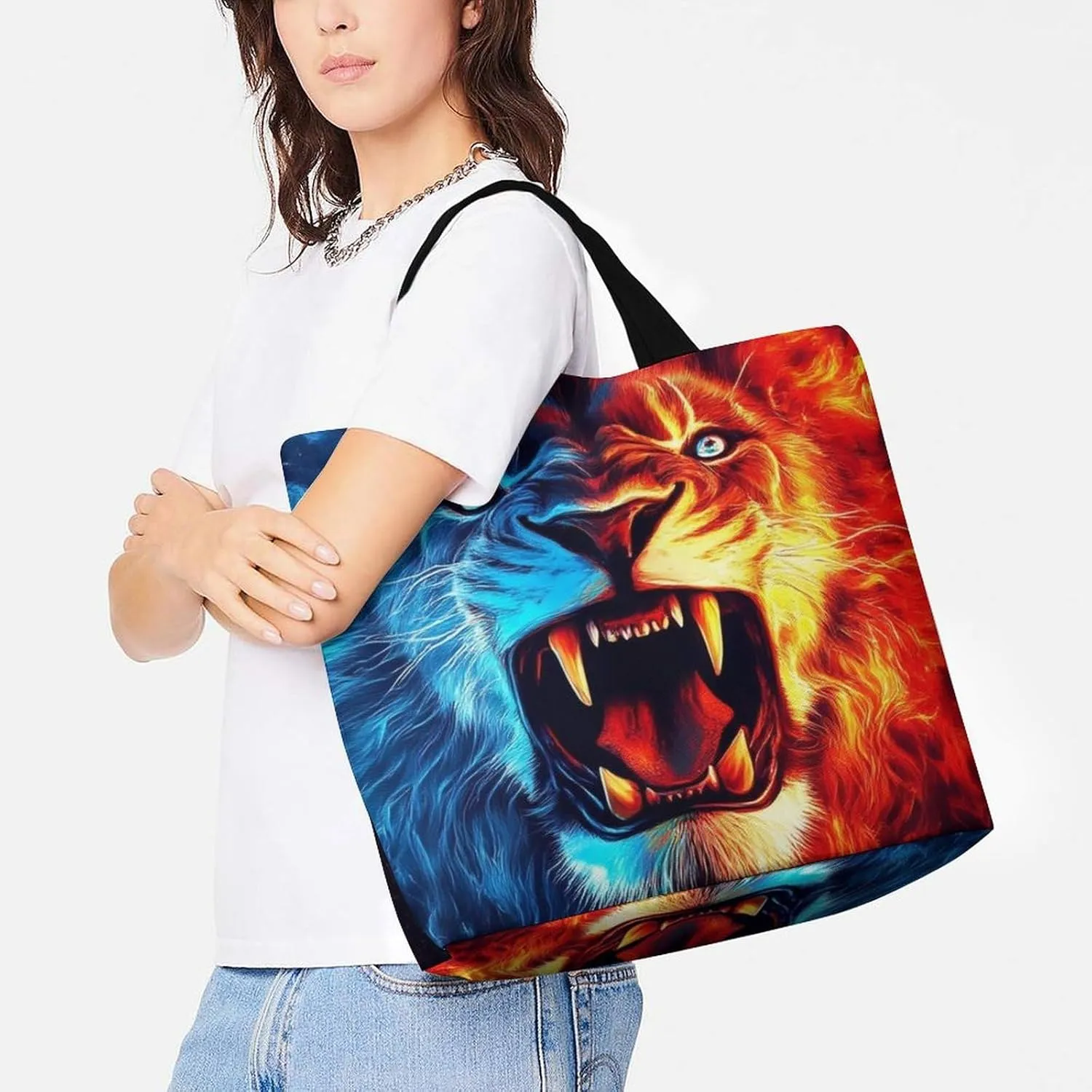 Reusable Grocery Bag for Women, Portable Large Shopping Storage Bag Casual Shoulder Handbags