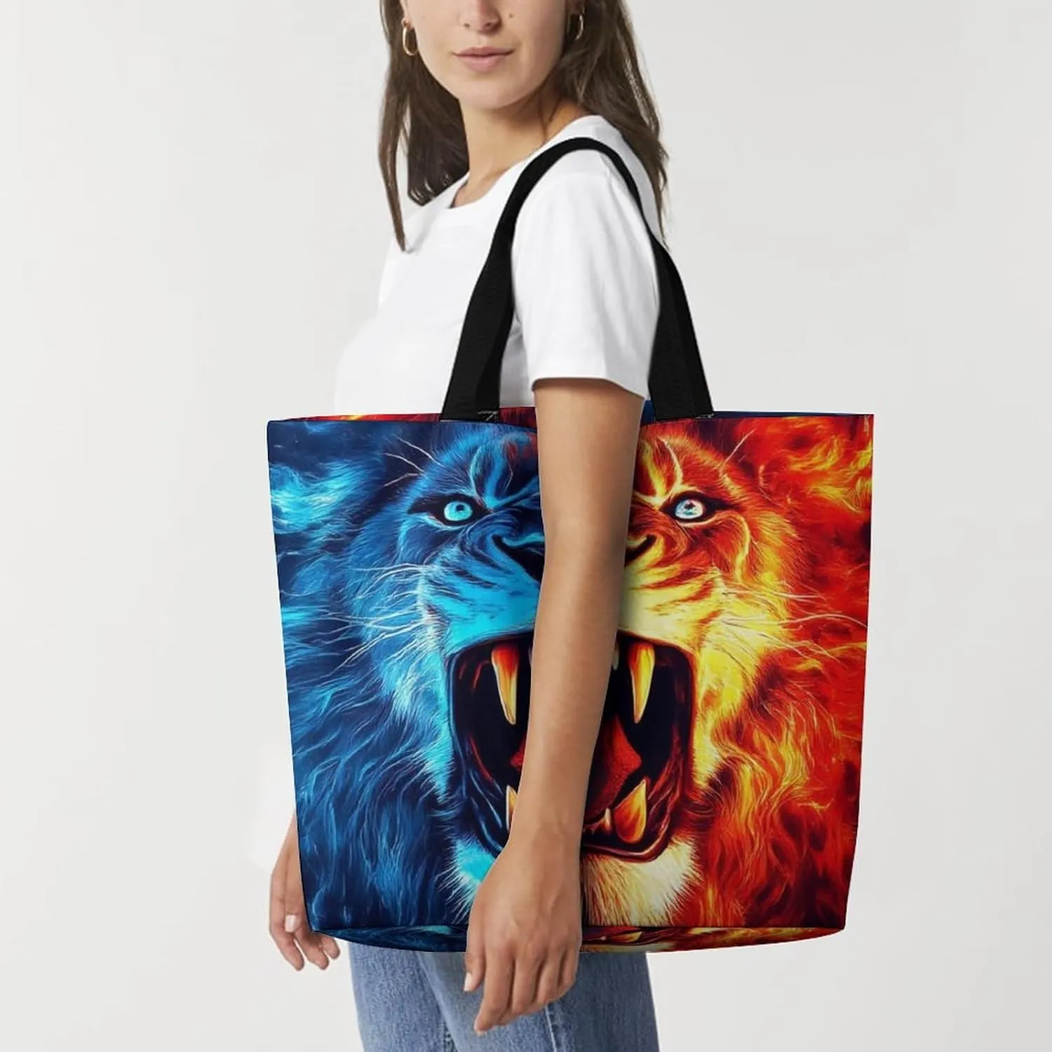 Reusable Grocery Bag for Women, Portable Large Shopping Storage Bag Casual Shoulder Handbags