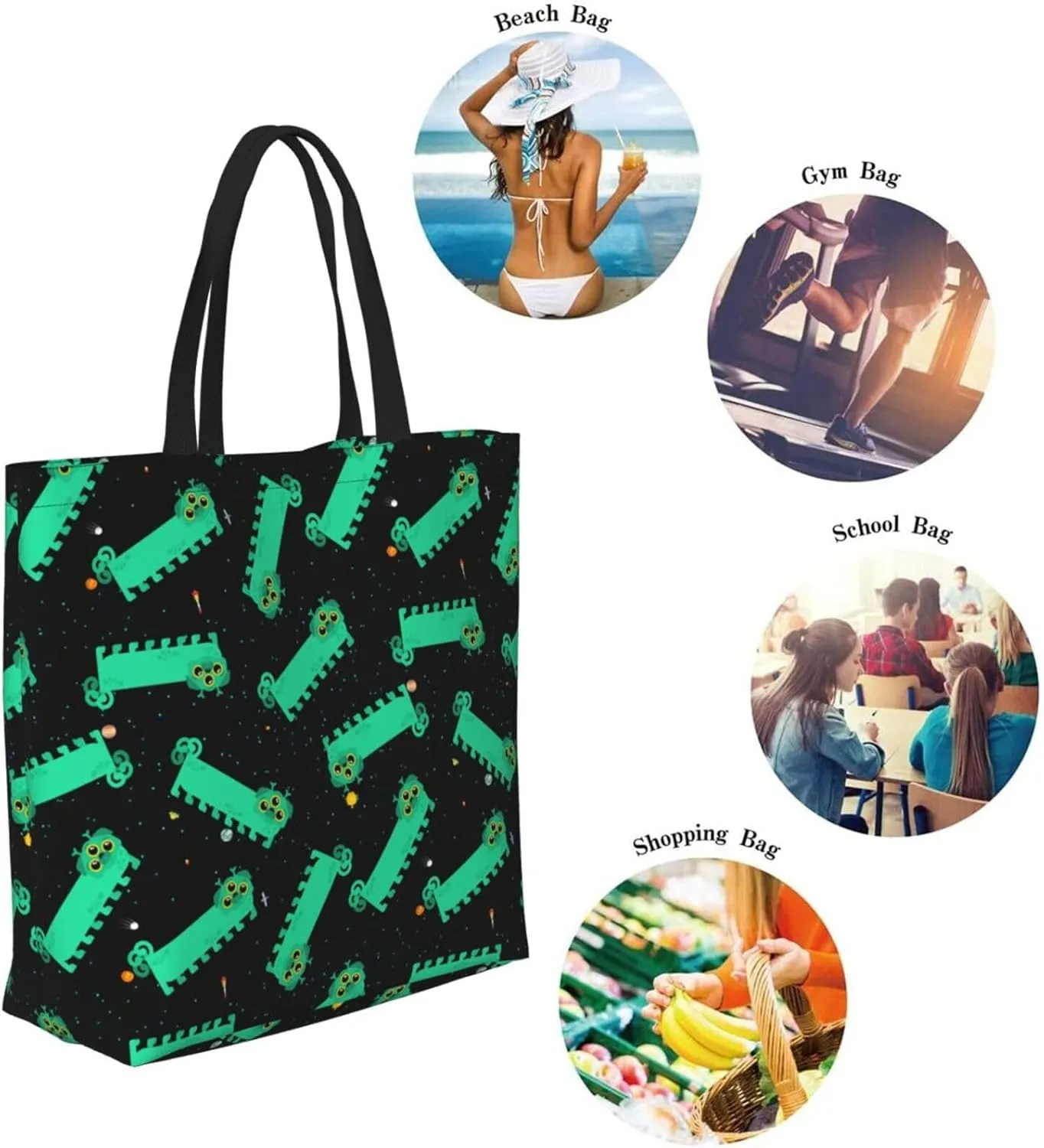 Reusable Grocery bags Big Capacity Shopping Bag Canvas Shoulder Tote Handbag for Women Girls