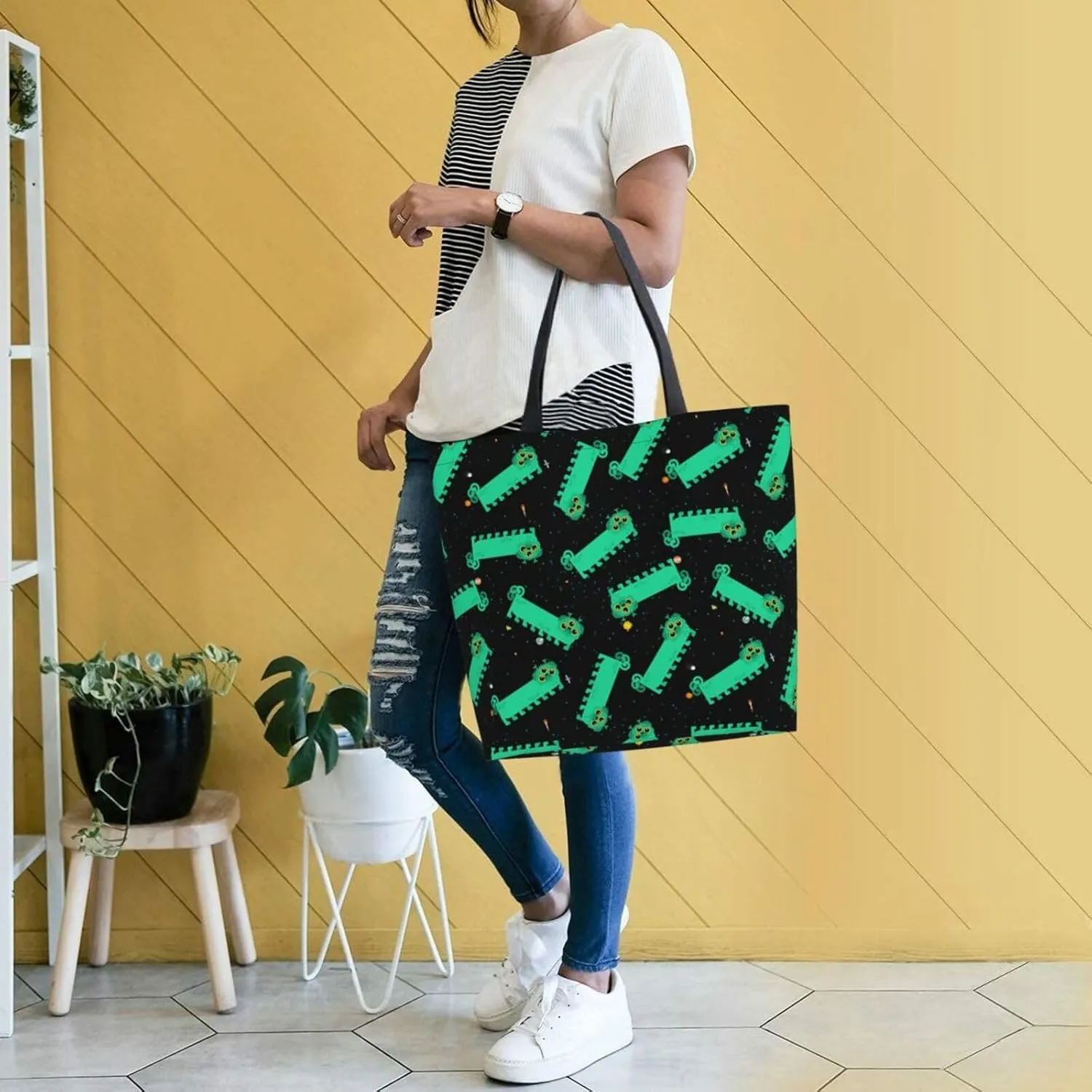 Reusable Grocery bags Big Capacity Shopping Bag Canvas Shoulder Tote Handbag for Women Girls