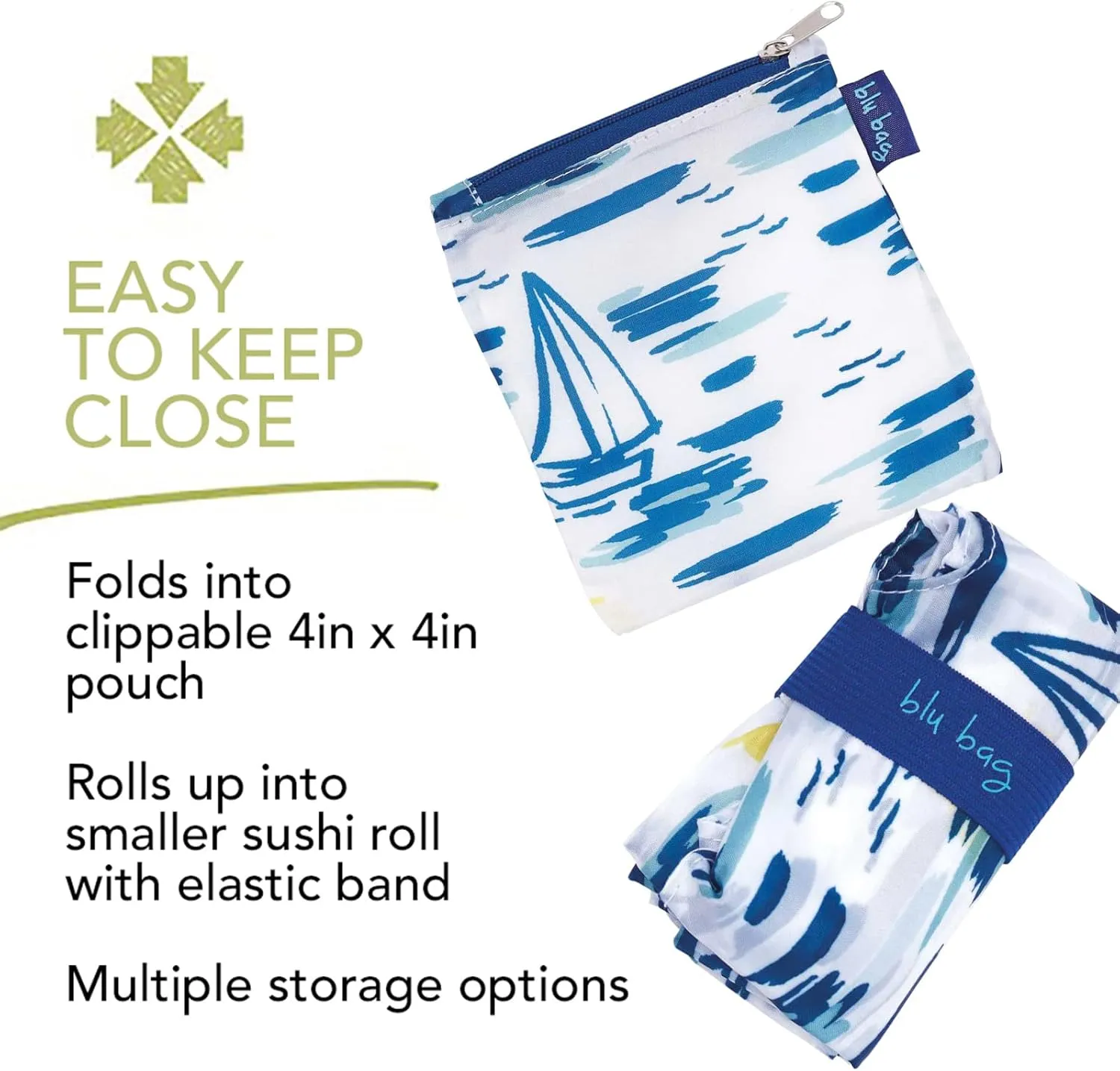 Reusable Grocery Bags - Washable, Foldable, Packable Tote, Large Handles, Heavy Duty, Zippered Top Pouch