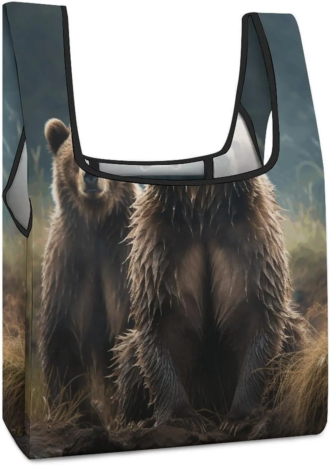 Reusable Grocery Bags,Encounter Animal Bear Print Lightweight Shopping Bags,Gift Tote Grocery Bags,Foldable Grocery Shopping Tote Bag