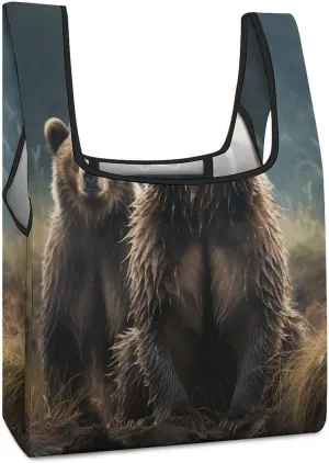 Reusable Grocery Bags,Encounter Animal Bear Print Lightweight Shopping Bags,Gift Tote Grocery Bags,Foldable Grocery Shopping Tote Bag