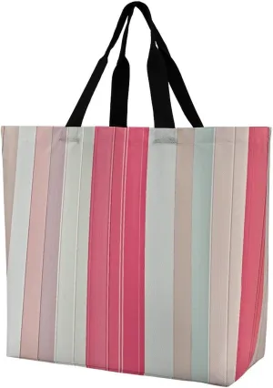 Reusable Grocery Shopping Cloth Bags Mauve Stripe Print Shoulder Tote Bag Fashionable Tote Handbag for Work Beach Travel Shopping