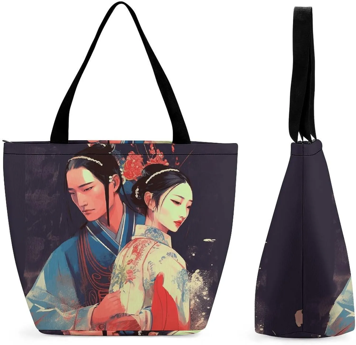 Reusable Shopping Bags for Women Large Grocery Bags Travel Tote Bags Opera Style Pictures Shoulder Bag for Work