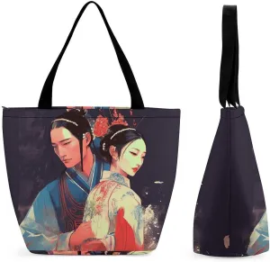 Reusable Shopping Bags for Women Large Grocery Bags Travel Tote Bags Opera Style Pictures Shoulder Bag for Work