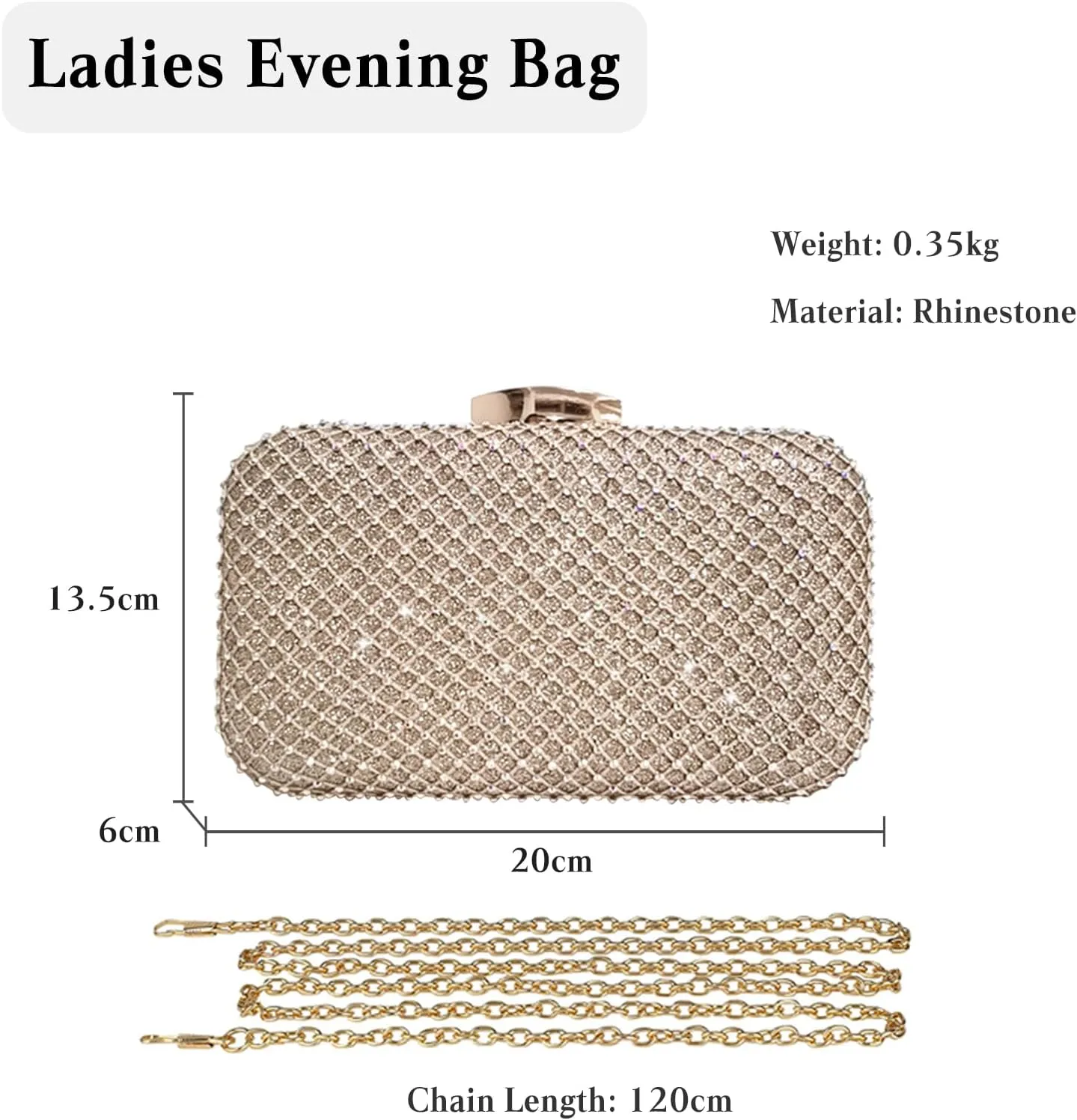 Rhinestone Clutch Bag for Women Sparkling Evening Bag Crystal Handbag Bridal Wedding Purse Elegant Shoulder Bag