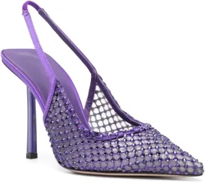 Rhinestone Mesh Slingback High Heels Stiletto Pumps Slip on Dress Shoes for Dating Party Working