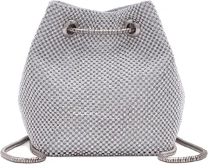 Rhinestones Bucket Bag Women Evening Party Clutch Bag Crossbody Shoulder Purse with Detachable Chain Strap