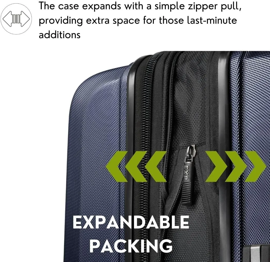 Ricardo Beverly Hills Anderson Hardside Medium Checked Luggage Spacious Expandable Travel Bag with Dual Spinner Wheels, 24-inch, Patriot Blue