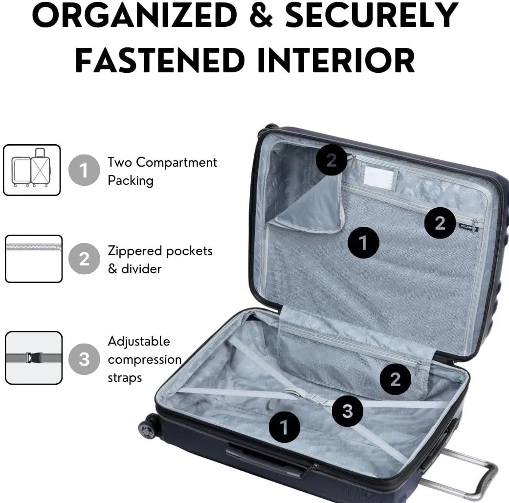 Ricardo Beverly Hills Anderson Hardside Medium Checked Luggage Spacious Expandable Travel Bag with Dual Spinner Wheels, 24-inch, Patriot Blue