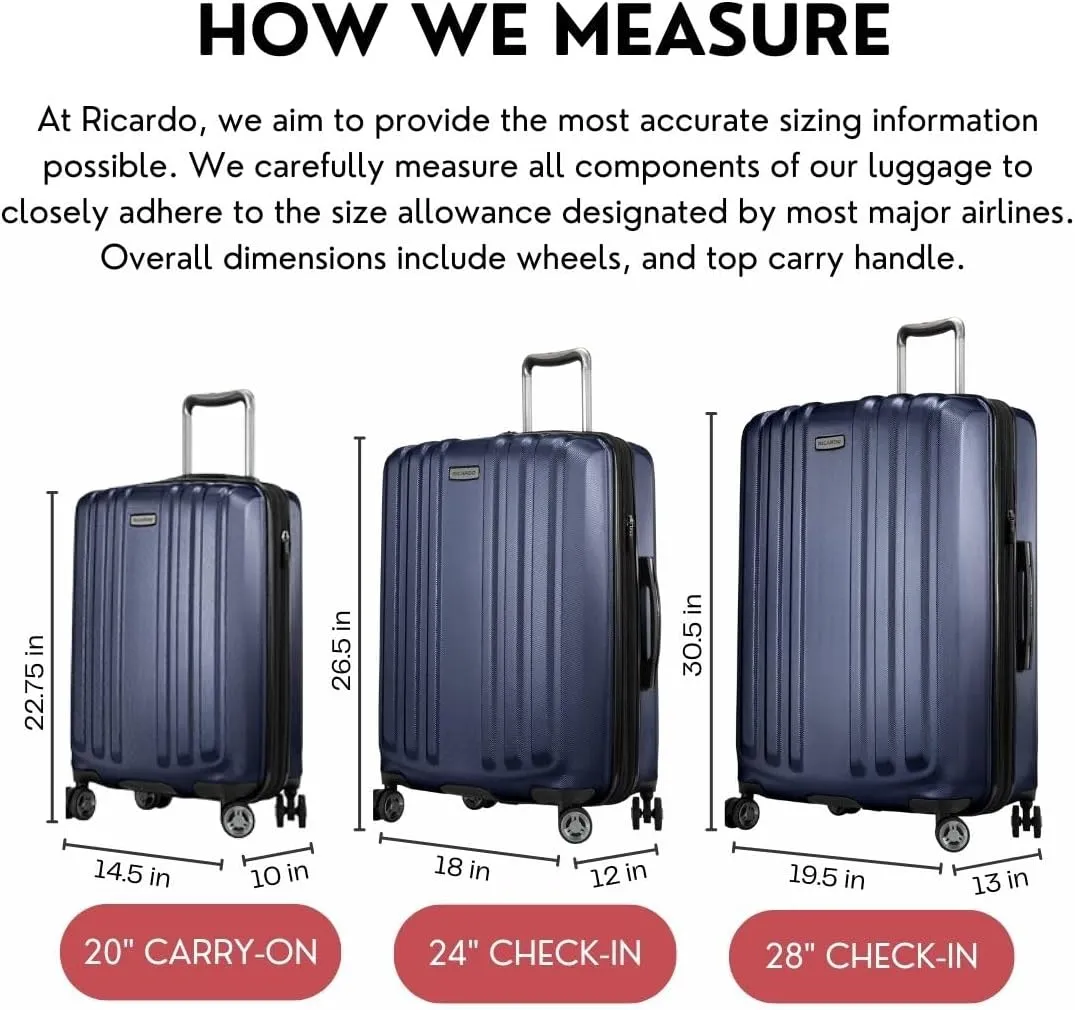 Ricardo Beverly Hills Anderson Hardside Medium Checked Luggage Spacious Expandable Travel Bag with Dual Spinner Wheels, 24-inch, Patriot Blue