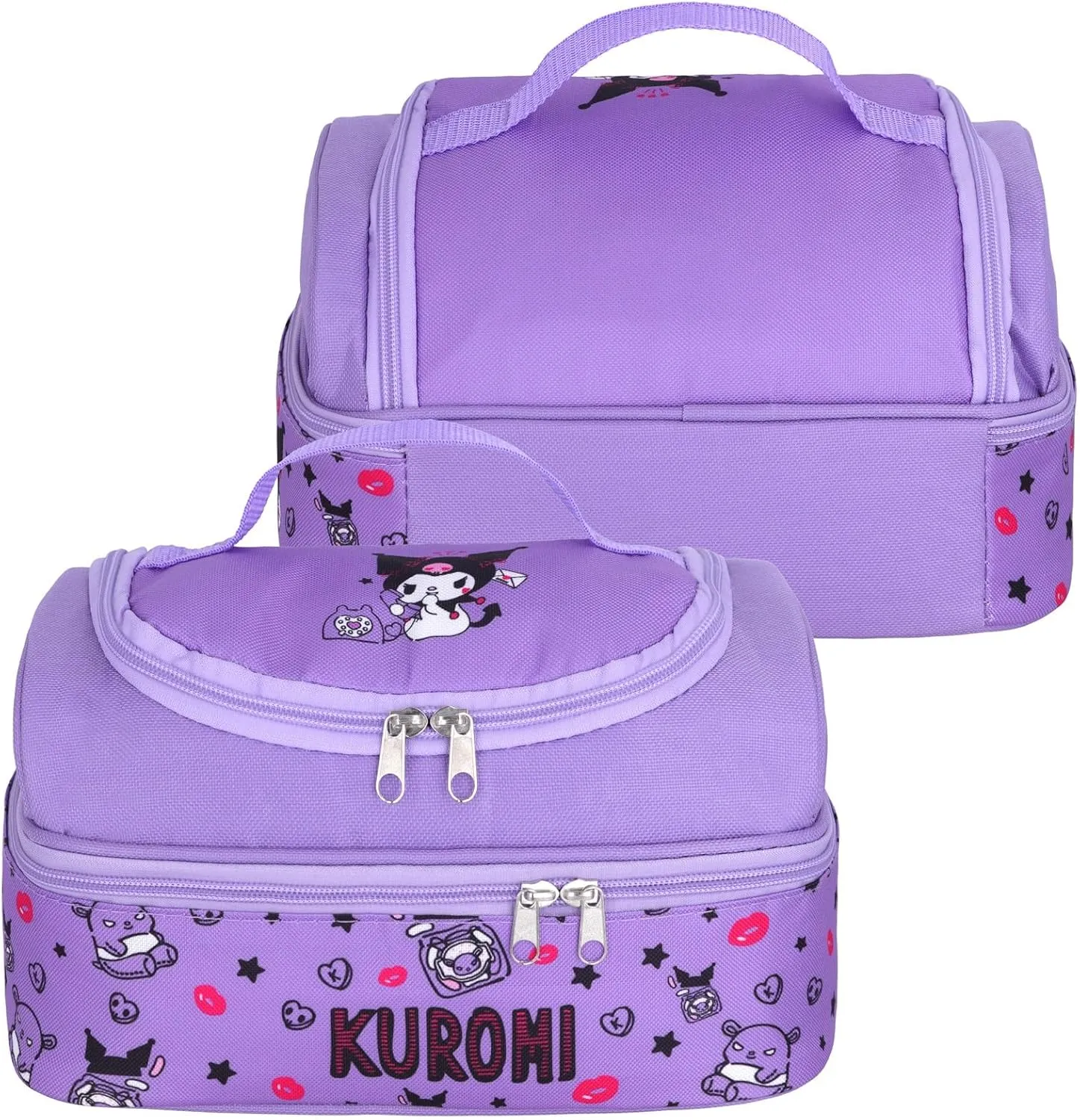 Roffatide Anime Lunch Bag for Man Woman Leakproof Large Compartment Lunch Container Tote for Work Travel with (spoon fork) F
