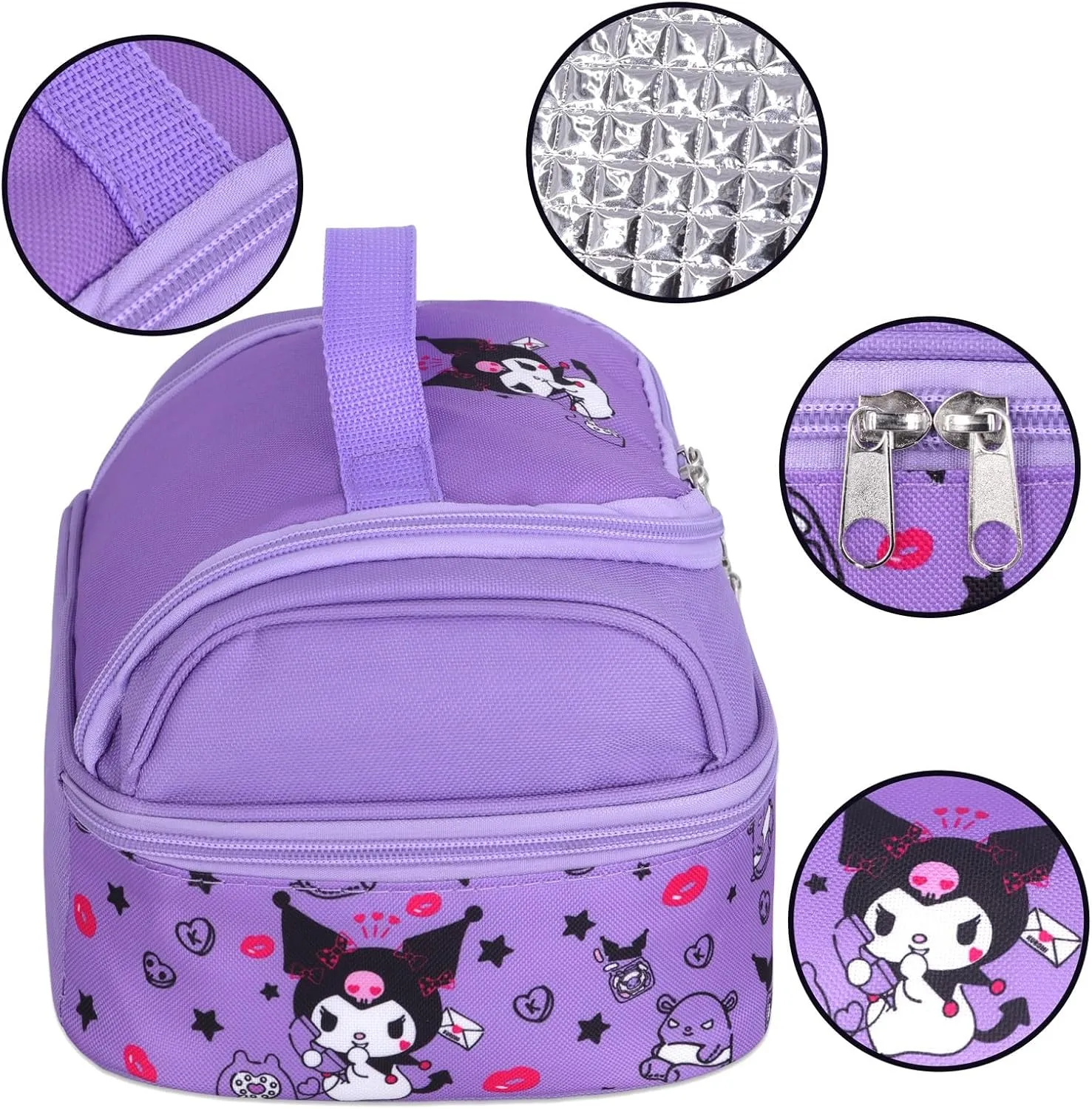 Roffatide Anime Lunch Bag for Man Woman Leakproof Large Compartment Lunch Container Tote for Work Travel with (spoon fork) F