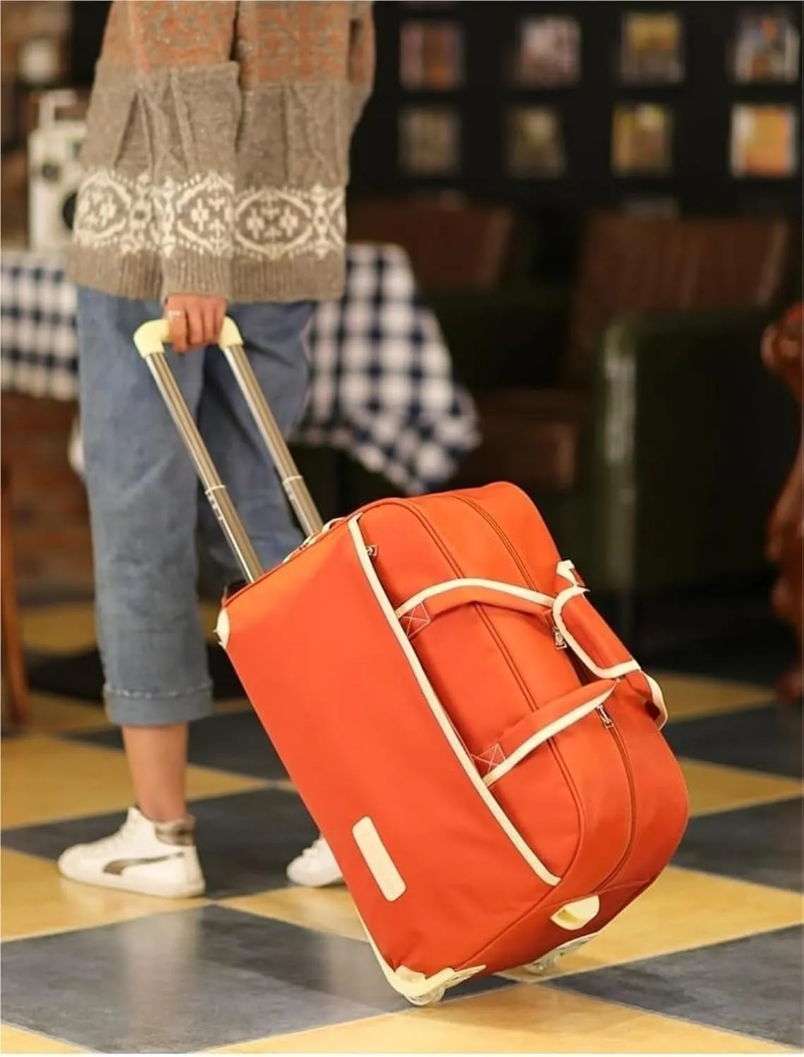 Rolling Duffel Bag With Wheels，Trolley Travel Bag Expandable, Lightweight & Waterproof Expandable Carry On Luggage For Unisex, For Unisex Overnight Weekender Bag Ideal For Gym, Trave(Blue,Small)