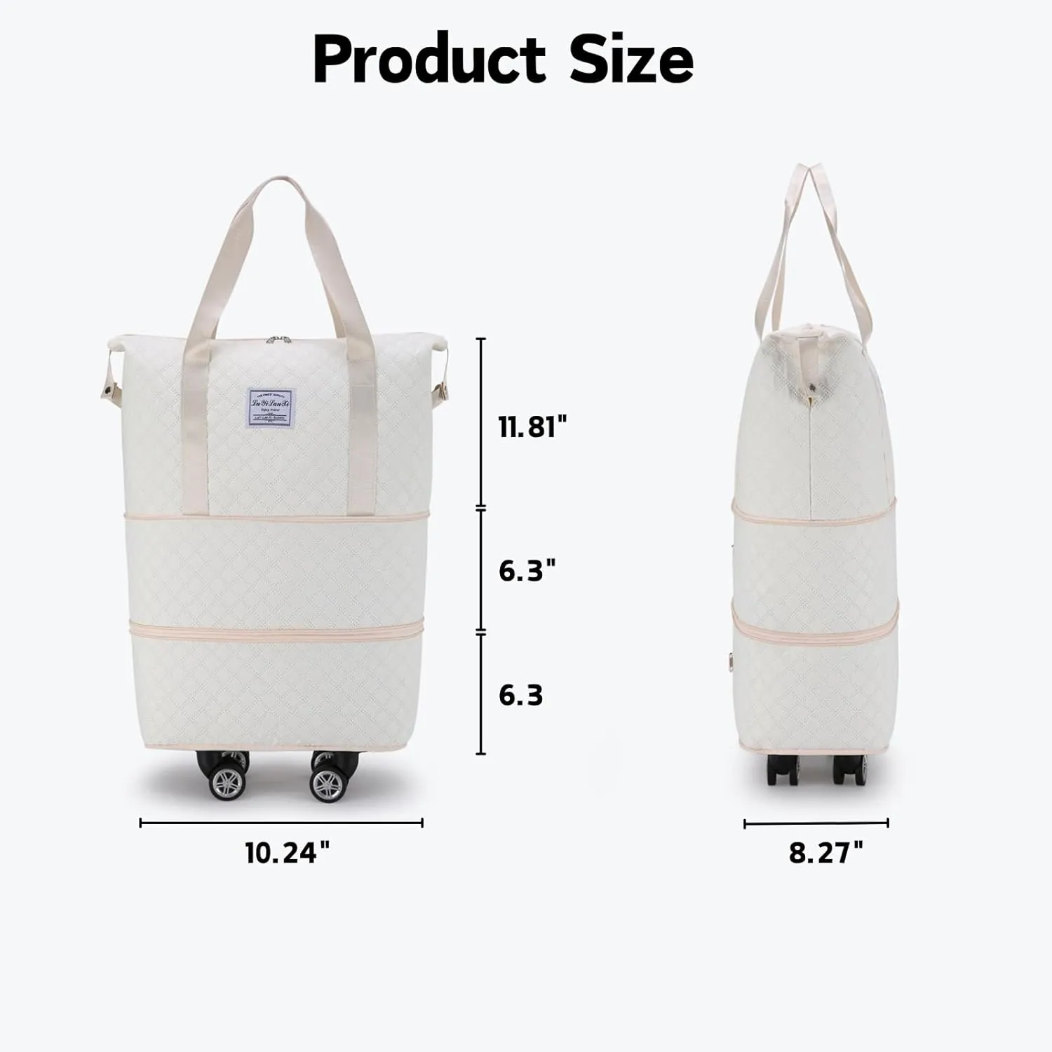 Rolling Duffle Bag with Wheels, Expandable Travel Duffel Bag with Detachable Spinner Wheels & Wet Pocket, Large Waterproof Travel Tote Bags Carry On Overnight Bag Hospital Bag Grey