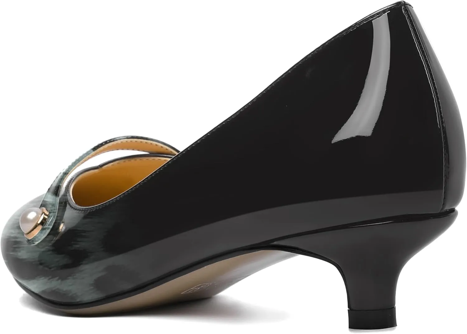 ROSERWISH Womens Evening Dress Wedding Slip On Pointed Toe Patent Kitten Low Heel Pumps Shoes 1.5 Inch