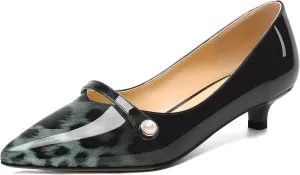 ROSERWISH Womens Evening Dress Wedding Slip On Pointed Toe Patent Kitten Low Heel Pumps Shoes 1.5 Inch