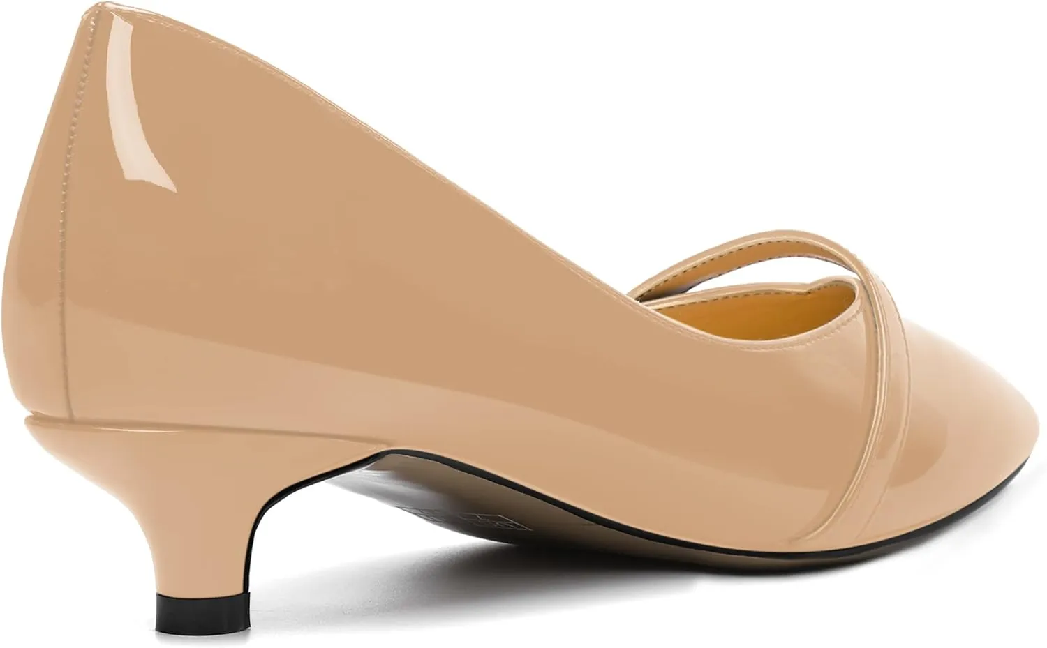 ROSERWISH Womens Evening Dress Wedding Slip On Pointed Toe Patent Kitten Low Heel Pumps Shoes 1.5 Inch